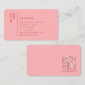 Simple Modern Minimal Pink QR Code Visitenkarte (Vorne/Hinten)