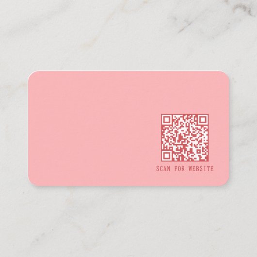 Simple Modern Minimal Pink QR Code Visitenkarte (Rückseite)
