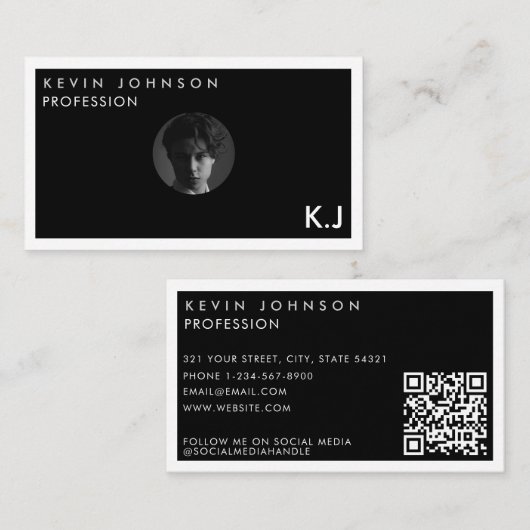 Simple Modern Minimal Professional Photo QR code Visitenkarte (Vorne/Hinten)