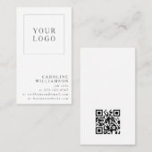 Simple Modern Minimal Vertical Logo QR Code Visitenkarte (Vorne/Hinten)