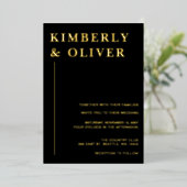 Simple Modern Minimalist Black Wedding Folieneinladung (Stehend vorne)