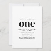 Simple Modern Minimalist One Year First Birthday Einladung (Vorderseite)