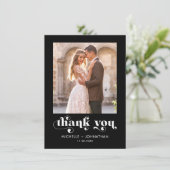 Simple Modern Minimalist Photo Wedding  Dankeskarte (Stehend Vorderseite)