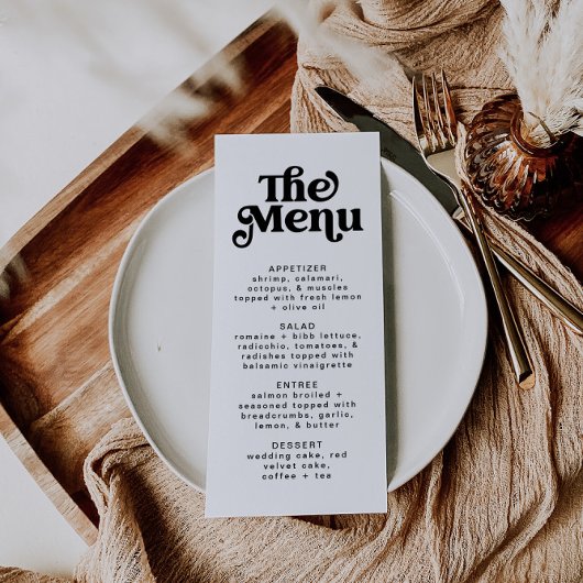 Simple Modern Minimalist Retro Wedding Menu Menükarte