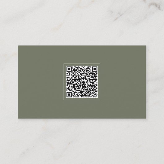 Simple Modern Minimalist Sage Green QR Code  Visitenkarte (Vorderseite)