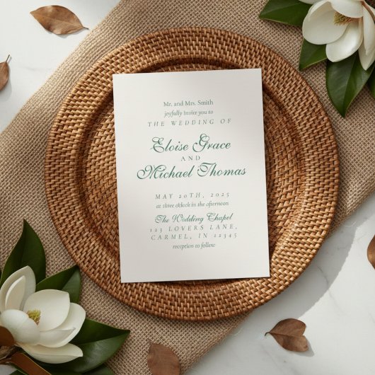 Simple Modern Minimalist Sage Green Wedding Einladung