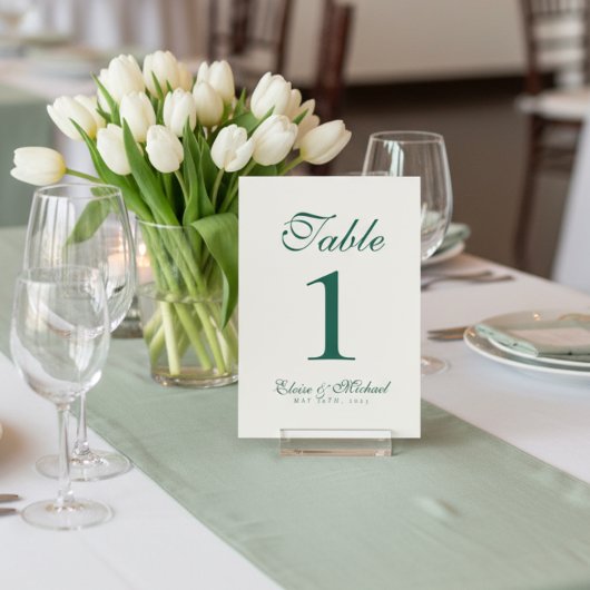 Simple Modern Minimalist Sage Green Wedding Tischnummer