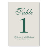 Simple Modern Minimalist Sage Green Wedding Tischnummer (Vorderseite)