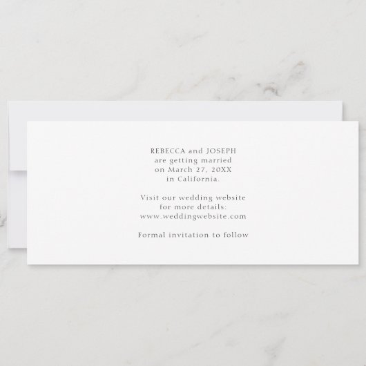 Simple Modern Minimalist Wedding Photo Strip Save The Date (Rückseite)