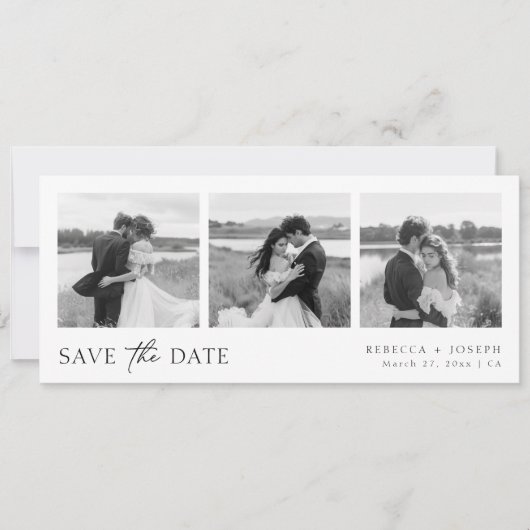 Simple Modern Minimalist Wedding Photo Strip Save The Date (Vorderseite)