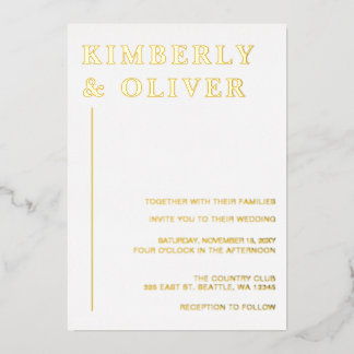 Simple Modern Minimalist White Wedding Folieneinladung