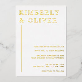 Simple Modern Minimalist White Wedding Folieneinladung