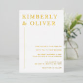 Simple Modern Minimalist White Wedding Folieneinladung (Stehend vorne)