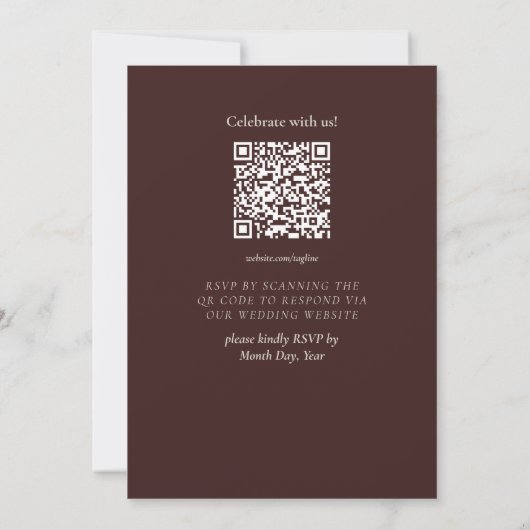 Simple Modern Mousse Brown Wedding Einladung (Rückseite)
