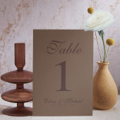 Simple Modern Mousse Brown Wedding Tischnummer