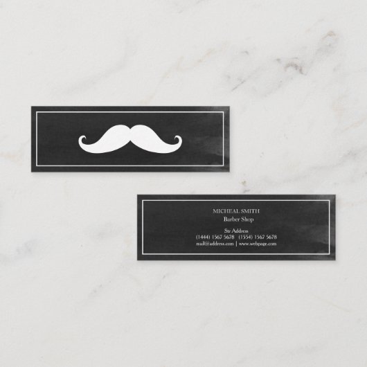 Simple Modern Mustache Barber Shop Mini Visitenkarte (Vorne/Hinten)