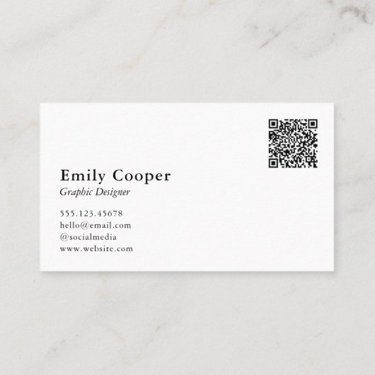 Simple Modern name definition custom QR code Visitenkarte (Rückseite)