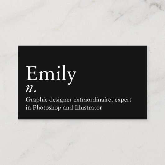 Simple Modern name definition custom QR code Visitenkarte (Vorderseite)