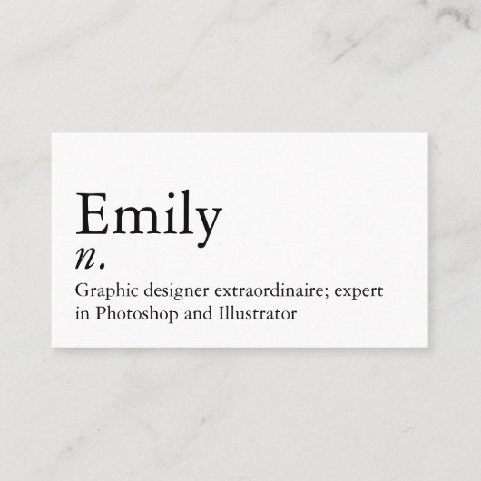 Simple Modern name definition custom QR code Visitenkarte (Vorderseite)