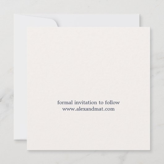 Simple Modern Navy Blue Typografy Save The Date (Rückseite)