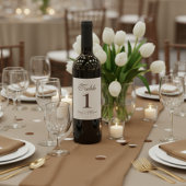 Simple Modern Neutral Brown Wedding Table Number  Weinetikett