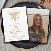 Simple Modern Nurse Graduation Party Gold Script Einladung