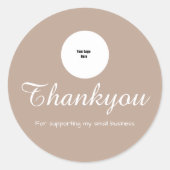 Simple Modern Order Thankyou Logo Script Mocha Runder Aufkleber (Vorderseite)