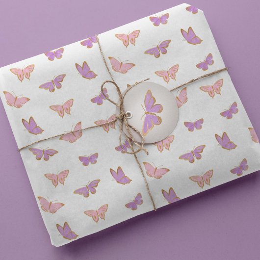 Simple Modern Pastel Butterflies Pattern Geschenkpapier