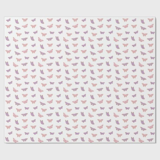 Simple Modern Pastel Butterflies Pattern Geschenkpapier (Flach)