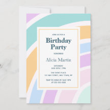 Simple Modern Pastel Rainbow Birthday Party