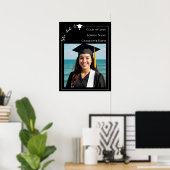 Simple modern photo black Graduation Party welcome Poster (Heimbüro)