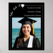 Simple modern photo black Graduation Party welcome Poster (Vorne)