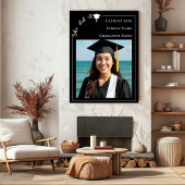 Simple modern photo black Graduation Party welcome Poster