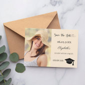 Simple modern photo champagne Graduation Save The Date