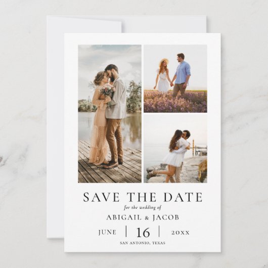 Simple Modern Photo Collage Wedding Save the Date (Vorderseite)
