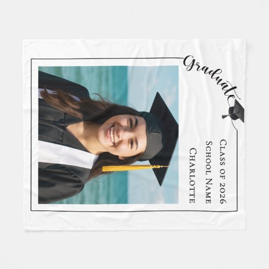Simple modern photo Graduate Fleecedecke (Vorderseite (Horizontal))