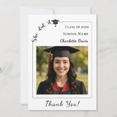 Simple modern photo Graduate She did it Dankeskarte (Vorderseite)