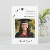 Simple modern photo Graduate She did it Dankeskarte (Stehend Vorderseite)