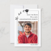 Simple modern photo Graduation party Save the Date (Vorderseite)