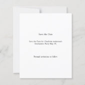 Simple modern photo Graduation Save the Date card (Rückseite)