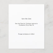 Simple modern photo Graduation Save the Date Flyer (Hinten)