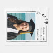 Simple modern photo Graduation she did it Fleecedecke (Vorderseite (Horizontal))
