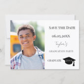 Simple modern photo guy Graduation Save The Date (Vorderseite)