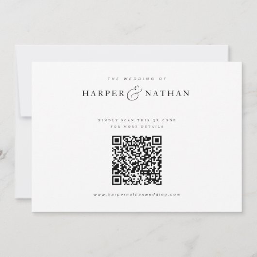 Simple Modern Photo QR Code Wedding Save The Date (Rückseite)