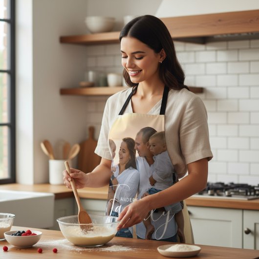 Simple Modern Photo Template Custom Family Name Schürze