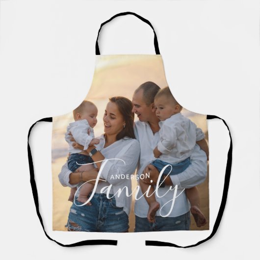 Simple Modern Photo Template Custom Family Name Schürze (Vorderseite)