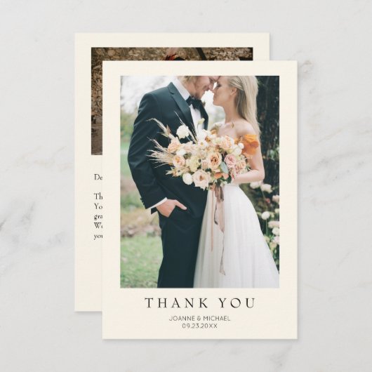 Simple Modern Photo Wedding Dankeskarte (Vorne/Hinten)