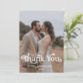 Simple Modern Photo Wedding Dankeskarte (Stehend Vorderseite)