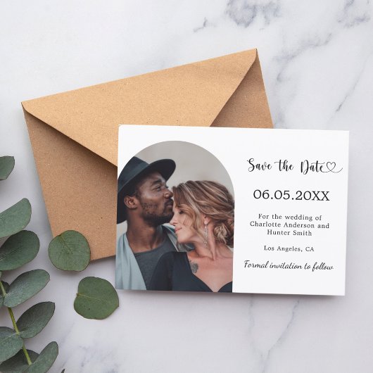 Simple modern photo wedding save the date