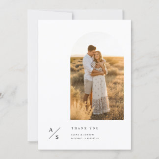 Simple Modern Photo Wedding Thank You Card W Note Dankeskarte
